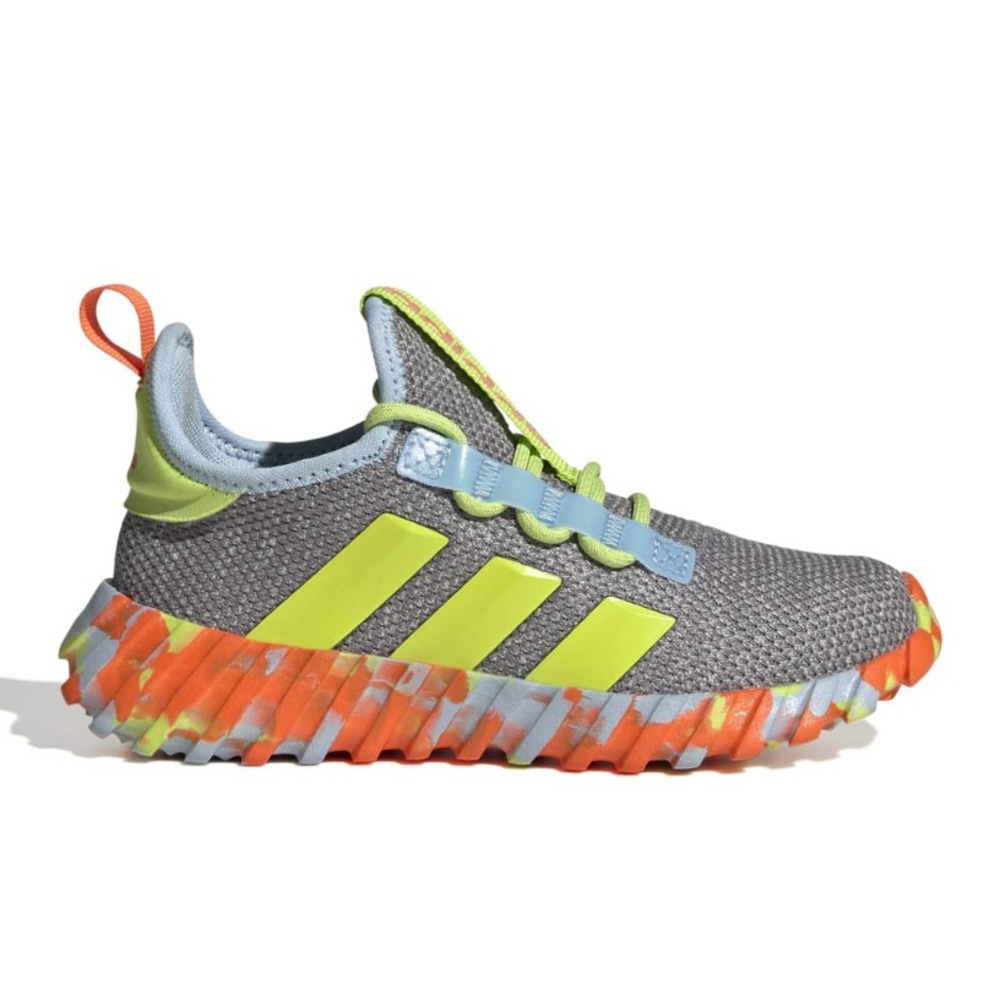 Adidas (Kaptir 3.0)- Size 3Y- Gray Sneakers with Neon Green and Orange Accents